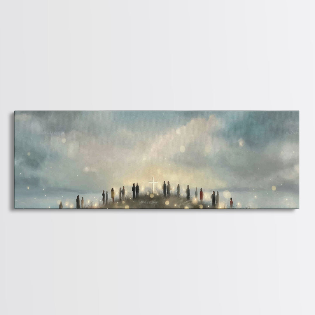 Cloudborne Messenger, Framed Canvas Print, Christian Art Print, Panoramic Frame, Christian Wall Art, Christian Painting, Christmas Art