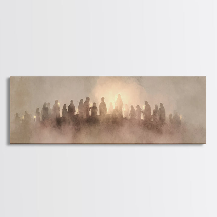 Gathered In Light – Framed Canvas Print – Christian Wall Art – Panoramic Art – Christian Christmas Art – Christian Canvas – Christian Gift
