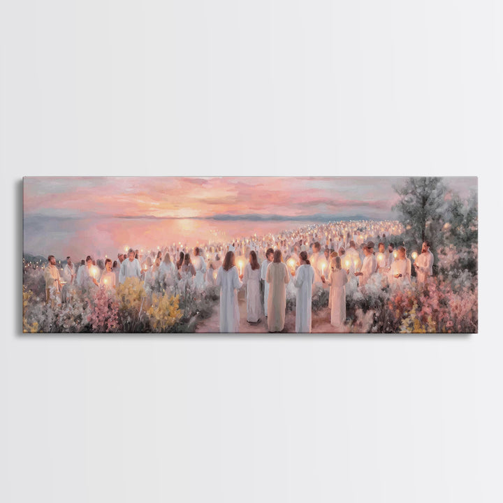 Evening Vigil, Framed Canvas Print, Christian Art Canvas, Panoramic Painting, Christmas Art, Christian Painting, Christian Wall Art