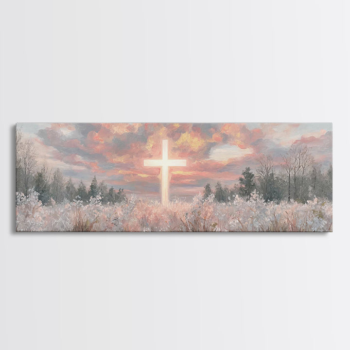 Dawn Of Mercy – Framed Canvas Print – Panoramic Wall Art – Christian Wall Art – Christian Art Canvas – Jesus Painting – Christmas Art