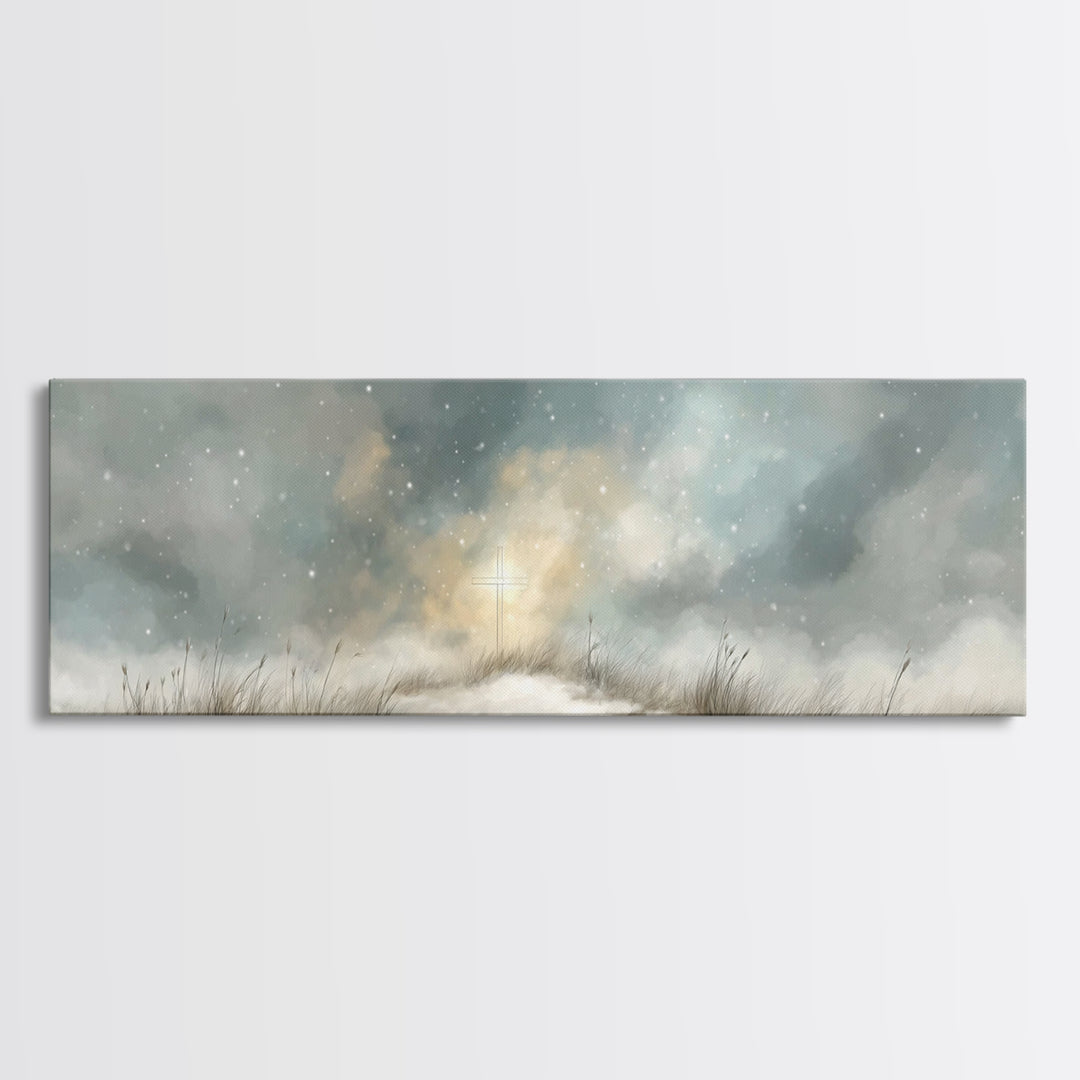 Heavenly Snow Path | Framed Canvas Print | Panoramic Painting | Christian Art | Christian Art Canvas | Jesus Painting | Christmas Art