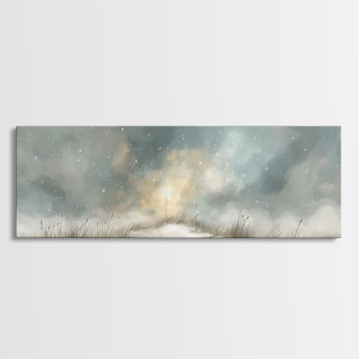 Heavenly Snow Path | Framed Canvas Print | Panoramic Painting | Christian Art | Christian Art Canvas | Jesus Painting | Christmas Art