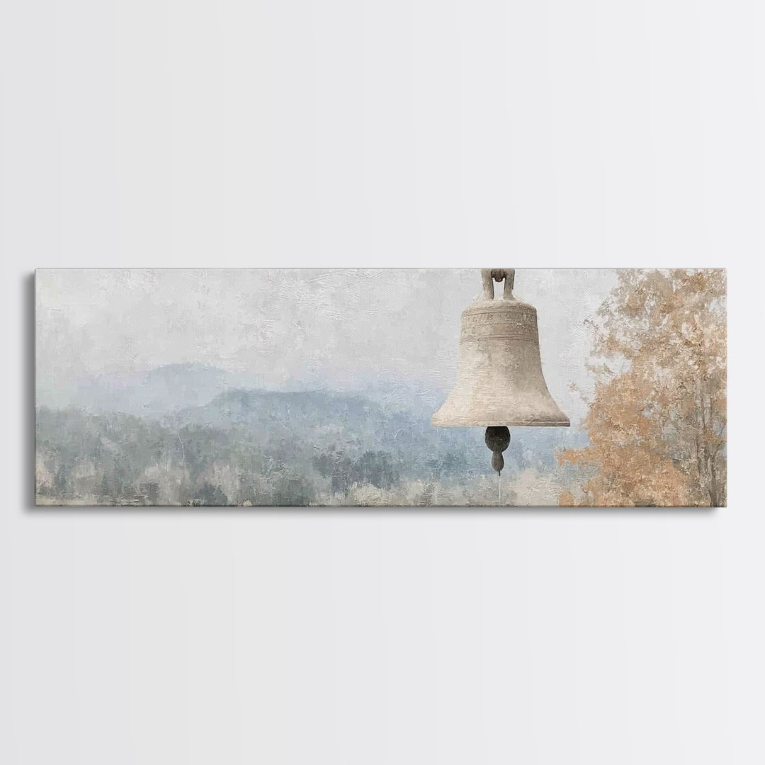 Silent Bell Echoes, Framed Canvas Print, Christian Art Canvas, Panoramic Painting, Christian Wall Art, Christian Painting, Christmas Art, v