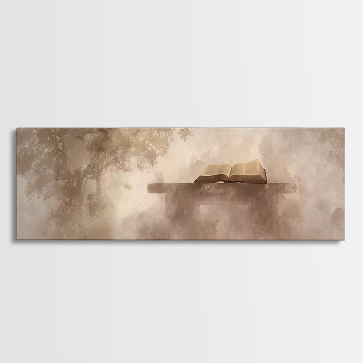Holy Forest Pages | Framed Canvas Print | Panoramic Art | Christian Art Canvas | Christian Painting | Christian Wall Art | Christmas Art