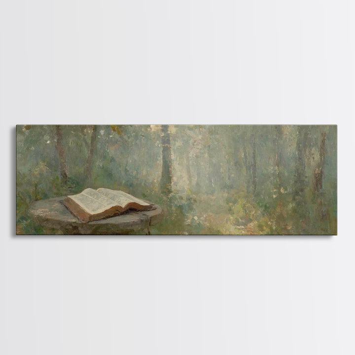 Mystic Bible Dawn | Framed Canvas Print | Panoramic Frame | Christian Wall Art | Christian Painting | Christian Art Canvas | Christmas Art