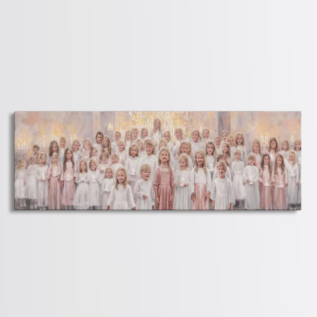 Gathered In Grace – Framed Canvas Print – Panoramic Painting – Christian Art Canvas – Christian Wall Art – Christmas Art – Christian Painti