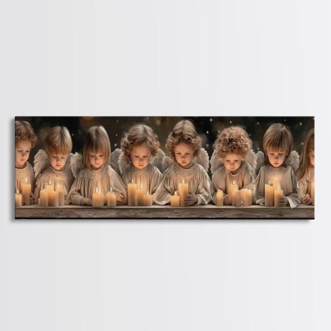 Heaven’s Little Lights | Framed Canvas Print | Panoramic Print | Christian Art Canvas | Christian Wall Art | Christian Painting | Christmas