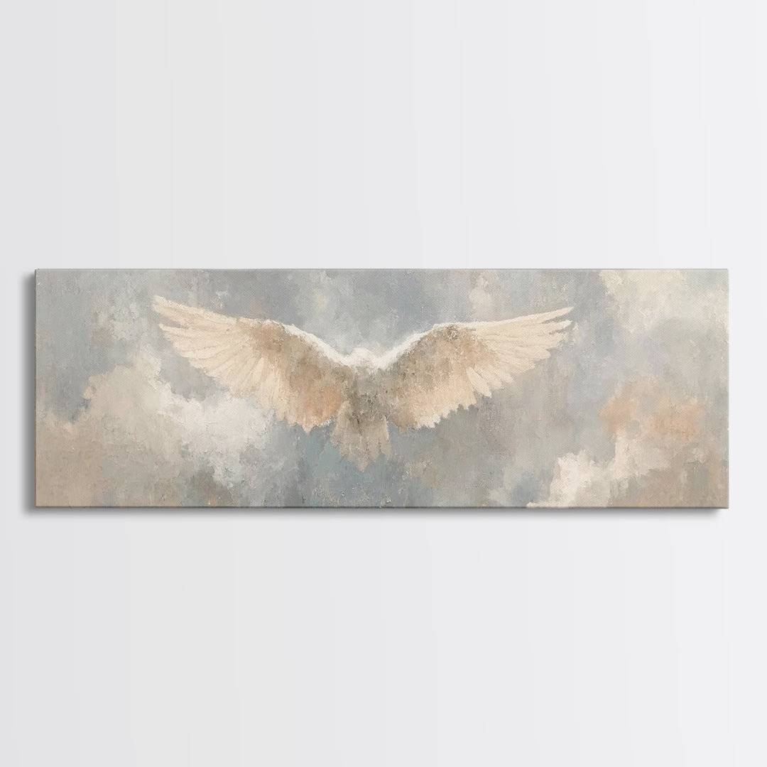 Wings Of Heaven – Framed Canvas Print – Panoramic Art – Christian Art Canvas – Christian Wall Art – subtle Christian art – Christian Painti
