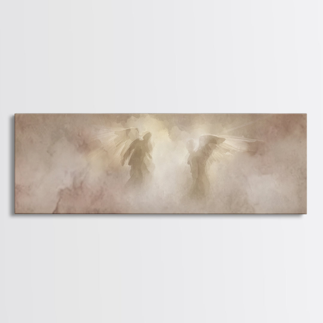 Angels In The Mist | Framed Canvas Print | Panoramic Painting | Christian Art Canvas | Christian Wall Art | Christian Painting | Christmas