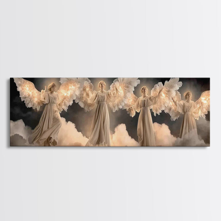Radiant Angel Assembly – Framed Canvas Print – Christian Art Canvas – Christian Wall Art – Panoramic Painting – Christmas Wall Art – Christ
