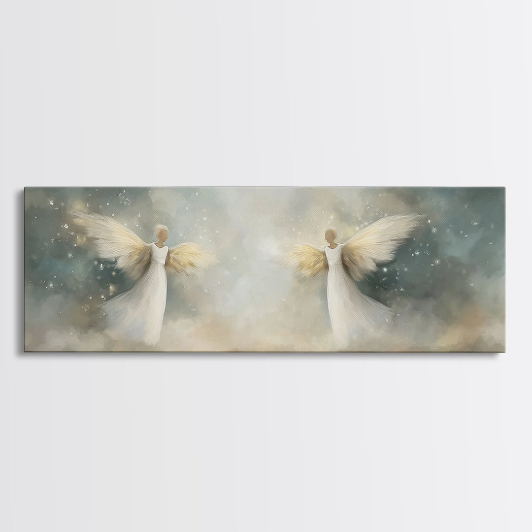 Glory Among Clouds | Framed Canvas Print | Christian Wall Art | Panoramic Art | Christian Art Canvas | Christmas Art | Modern Christian Art