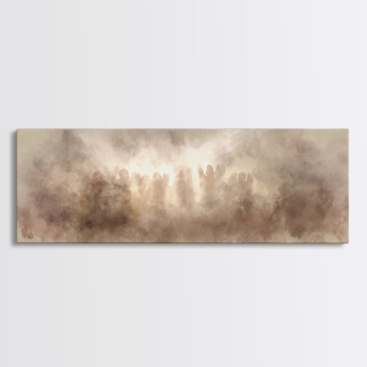 Heaven’s Gentle Heralds | Framed Canvas Print | Christian Art Canvas | Panoramic Frame | Christian Wall Art | Christmas Art Work | Subtle C
