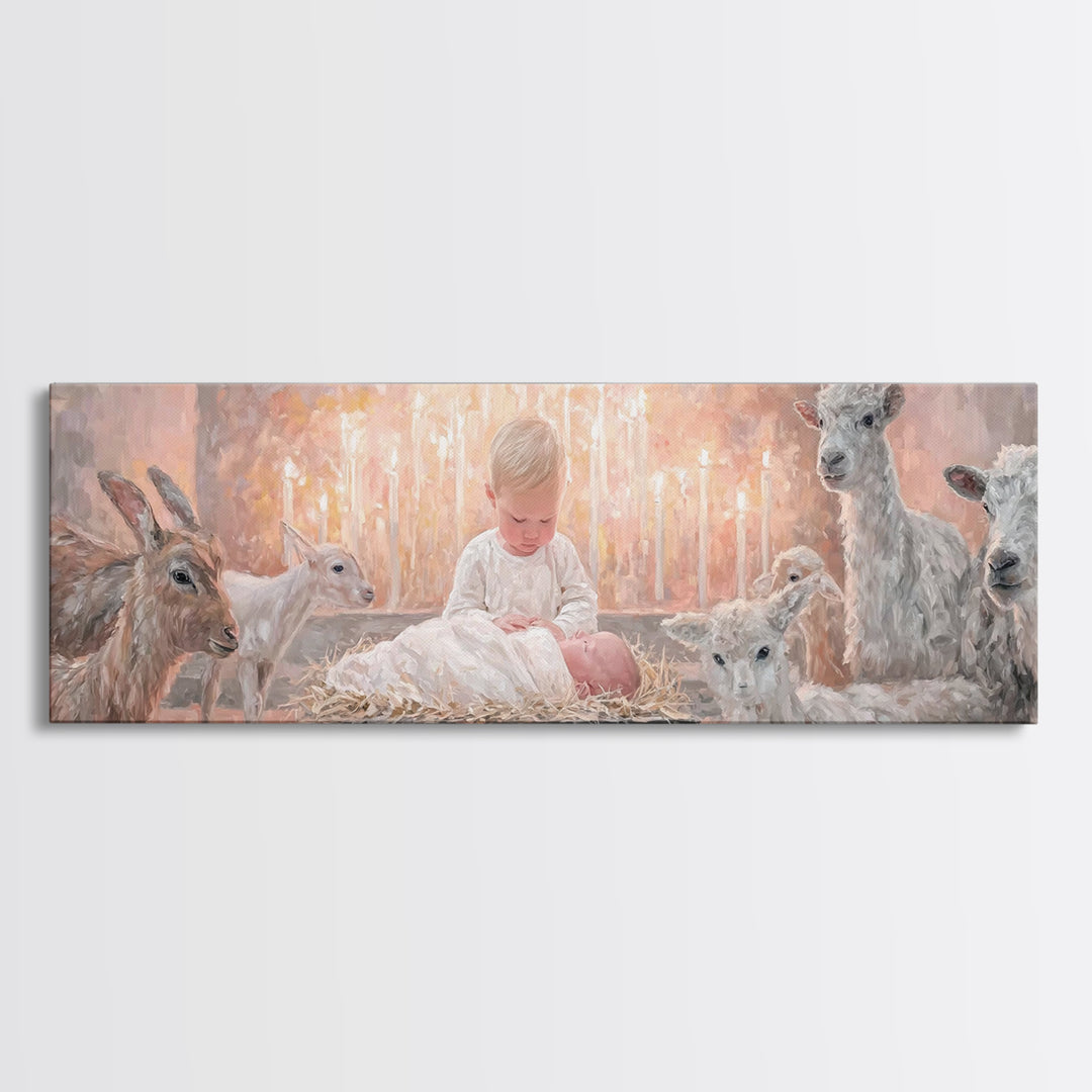 Infant Light Blessing – Framed Canvas Print – Christian Art Canvas – Panoramic Painting – Christmas Wall Art – Christian Art – Christmas Ar