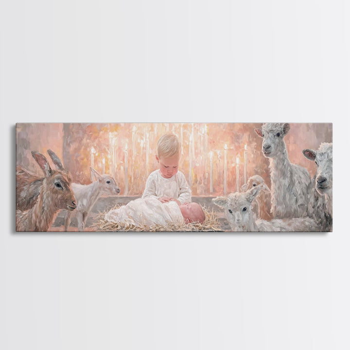 Infant Light Blessing – Framed Canvas Print – Christian Art Canvas – Panoramic Painting – Christmas Wall Art – Christian Art – Christmas Ar