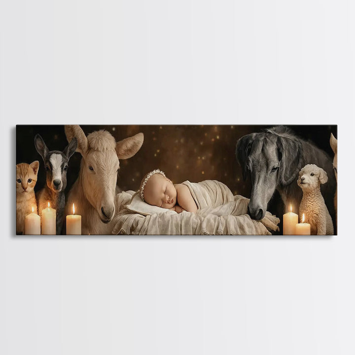 Holy Night Watch | Framed Canvas Print | Panoramic Art | Christian Wall Art | Christian Art Canvas | Christmas Art | Modern Christian Art
