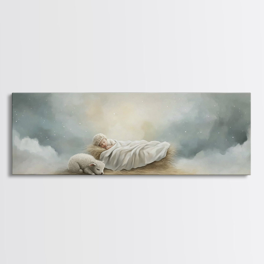 Heaven’s Quiet Rest – Framed Canvas Print – Panoramic Painting – Christian Wall Art – Christmas Art – Christian Art Canvas – Subtle Christi