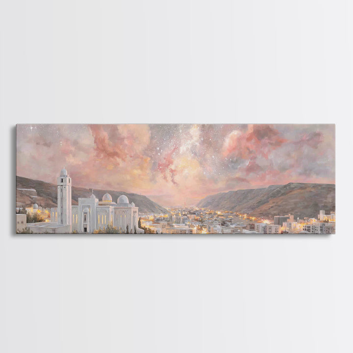 Nazareth Night Sky, Framed Canvas Print, Christian Art Canvas, Jesus Painting, Christmas Wall Art, Panoramic Print, Christian Gift