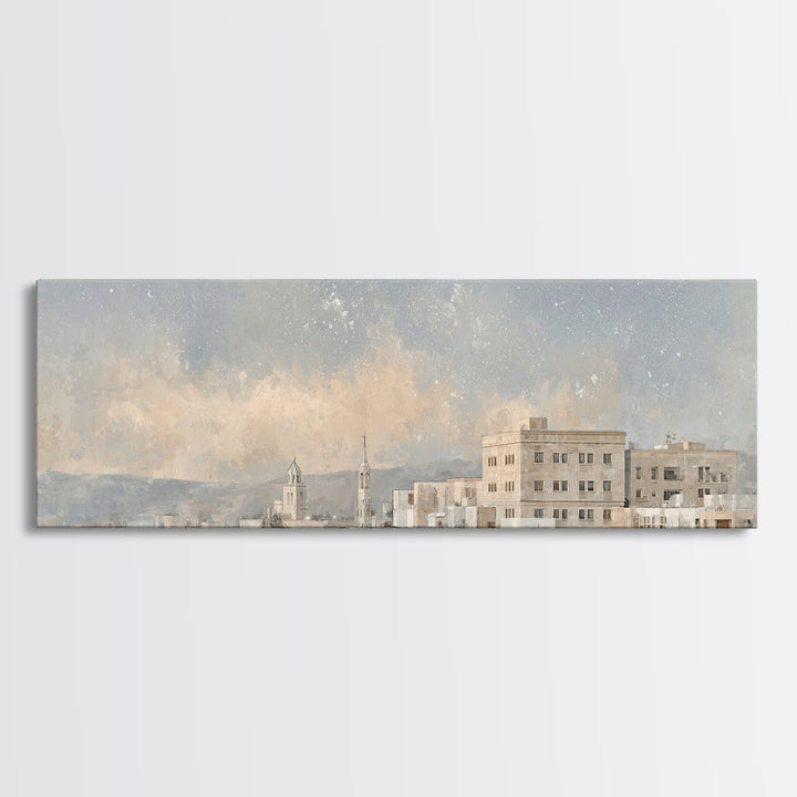 Temple Valley Glow | Framed Canvas Print | Christian Wall Art | Christian Art Canvas | Christmas Art Prints | Panoramic Art | Christian Gif
