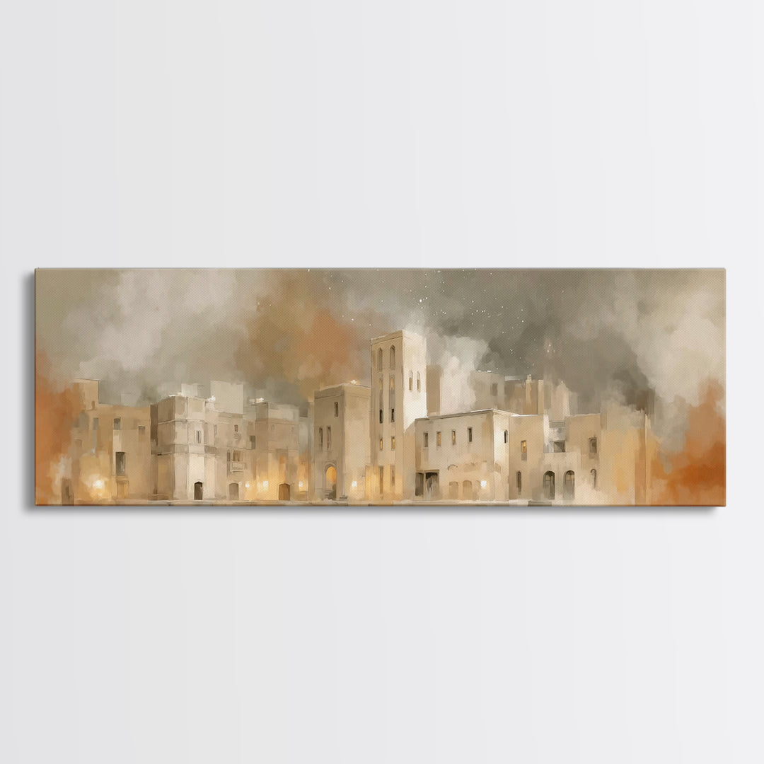 City of Promise – Framed Canvas Print – Christian Christmas Art – Christmas Wall Art – Christian Art Canvas – Panoramic Painting – Christia