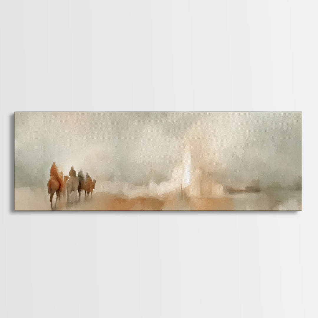 Holy Path Wanderers, Framed Canvas Print, Christian Christmas Art, Christian Art Canvas, Christmas Wall Art, Panoramic Painting, Christian
