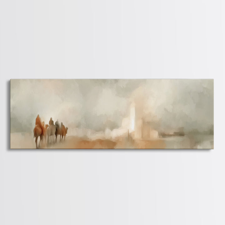 Holy Path Wanderers, Framed Canvas Print, Christian Christmas Art, Christian Art Canvas, Christmas Wall Art, Panoramic Painting, Christian