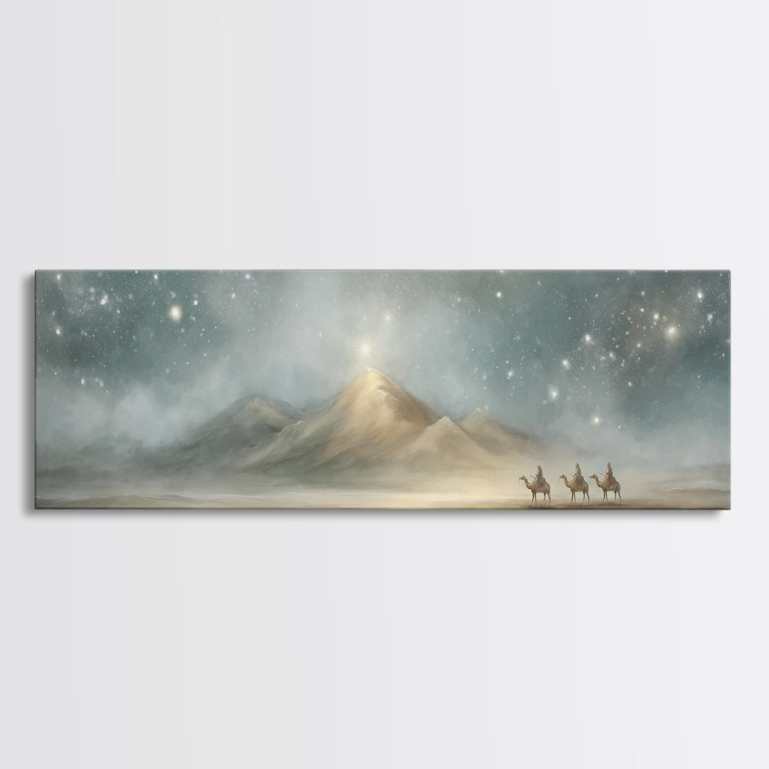 Guided By Heaven – Framed Canvas Print – Christian Art – Christmas Art Prints – Panoramic Art – Christian Art Canvas – Christian Christmas
