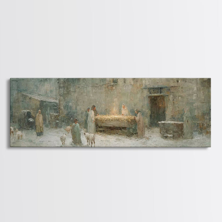 Dawn Of The Savior | Framed Canvas Print | Panoramic Painting | Christian Wall Art | Christian Art Canvas | Christmas Art | Framed Christma