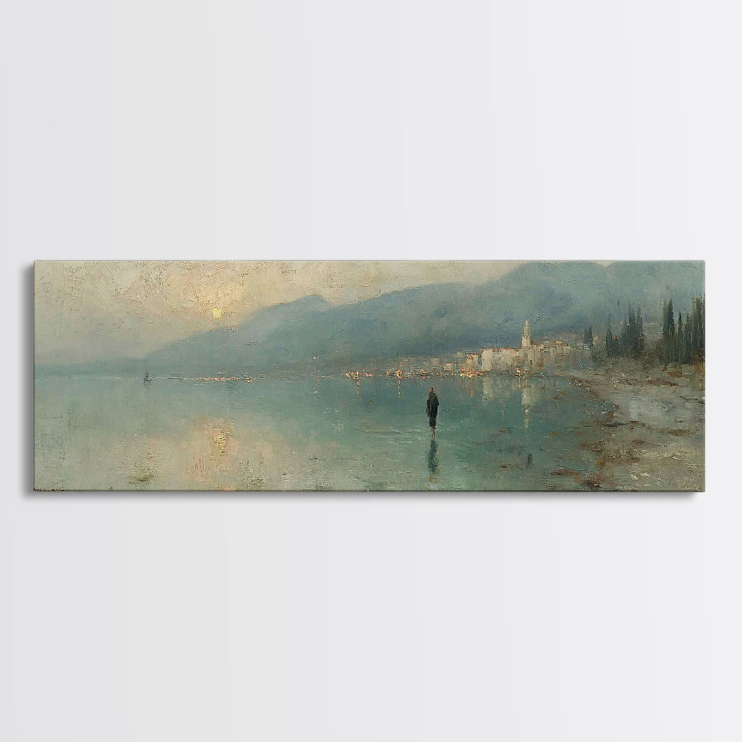 Eternal Dawn Walk – Framed Canvas Print – Christian Art Canvas – Jesus Painting – Panoramic Wall Art – Christian Christmas Art – Christian