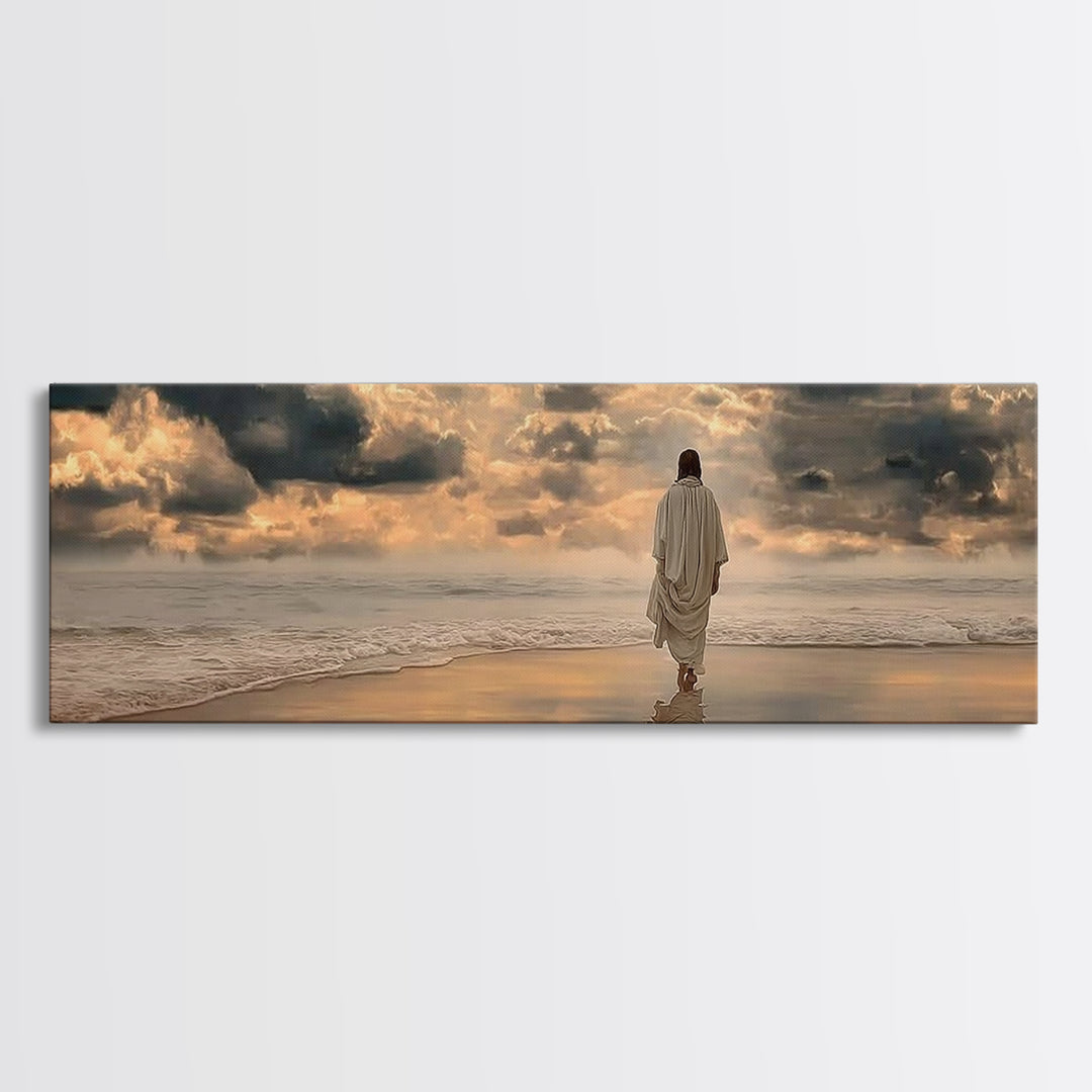 Sacred Morning Light | Framed Canvas Print | Christian Wall Art | Modern Jesus Art | Panoramic Painting | Christian Art Print | Christmas A