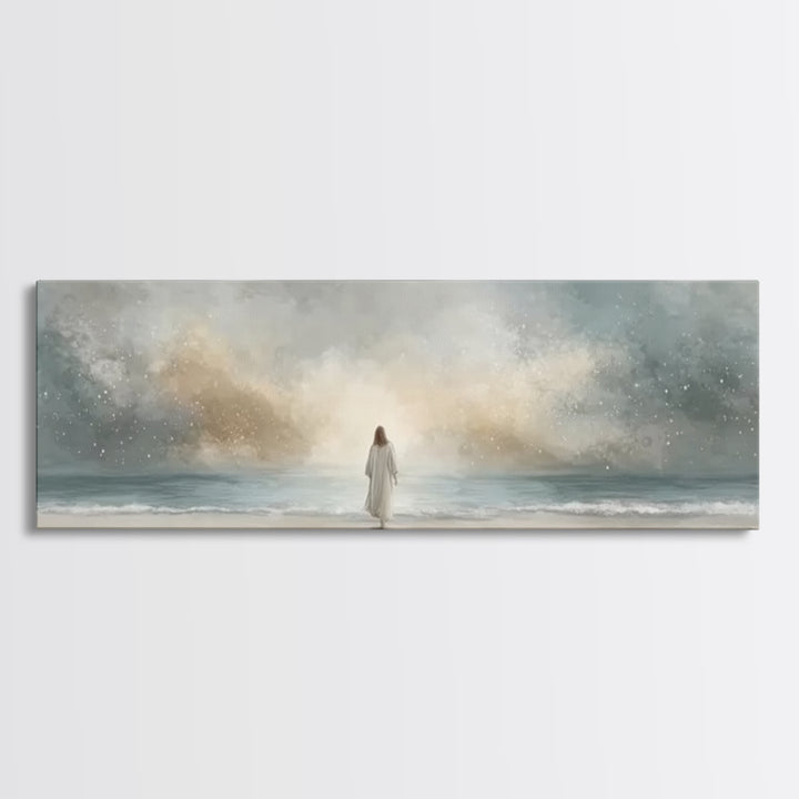 Guiding Peace Horizon, Framed Canvas Print, Christian Art Print, Jesus Painting Canvas, Panoramic Frame, Christian Christmas Art, Christian