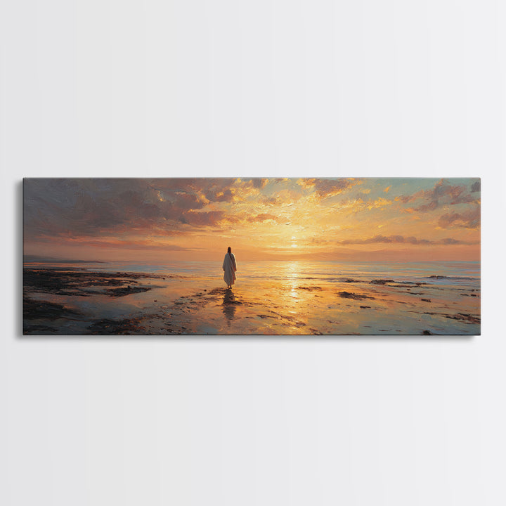 Celestial Tide Journey – Framed Canvas Print – Christian Wall Art – Jesus Canvas Art – Panoramic Painting – Large Christian Art – Christmas