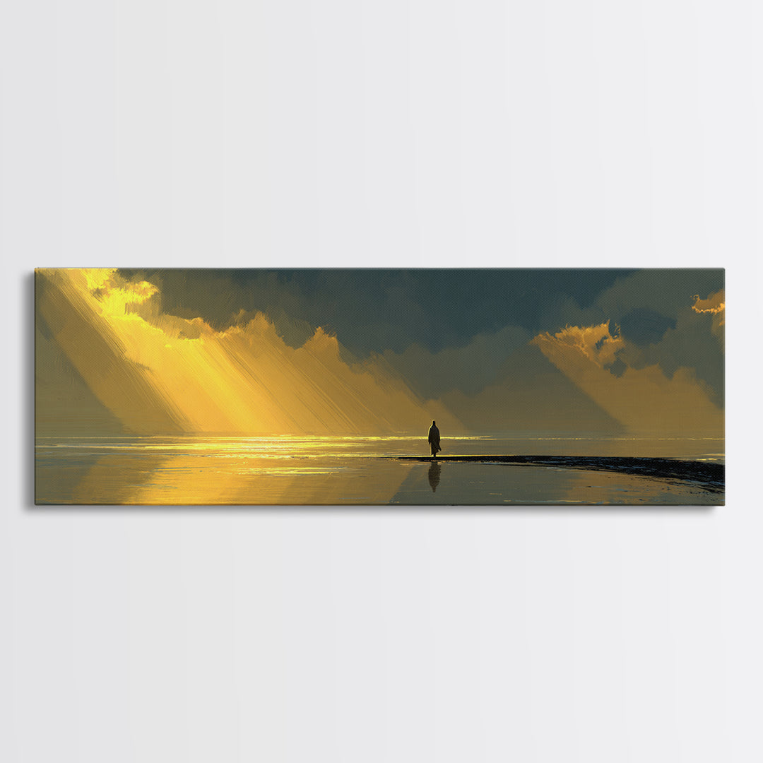 Mercy At Daybreak | Framed Canvas Print | Christian Art Canvas | Jesus Wall Art | Panoramic Art | Christian Christmas Decor | Christian Pai