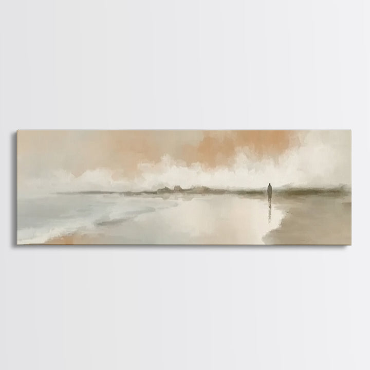 Holy Quiet Shore, Framed Canvas Print, Christian Art Work, Jesus Painting, Panoramic Print, Subtle Christian Art, Christmas Wall Art