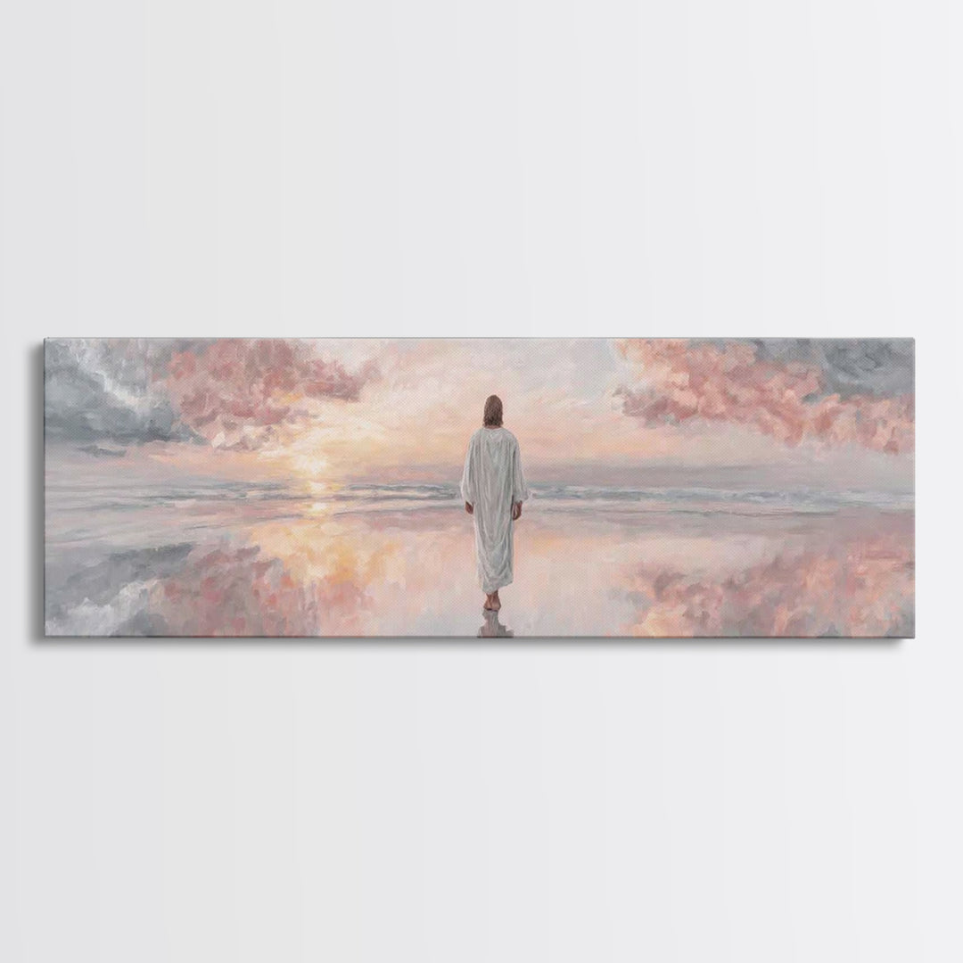 Radiant Promise Sky – Framed Canvas Print – Christian Art Painting – Jesus Art Print – Panoramic Wall Art – Modern Christian Art – Christma