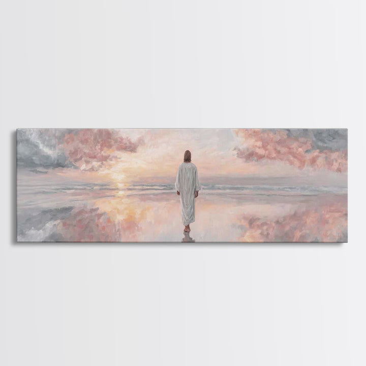 Radiant Promise Sky – Framed Canvas Print – Christian Art Painting – Jesus Art Print – Panoramic Wall Art – Modern Christian Art – Christma