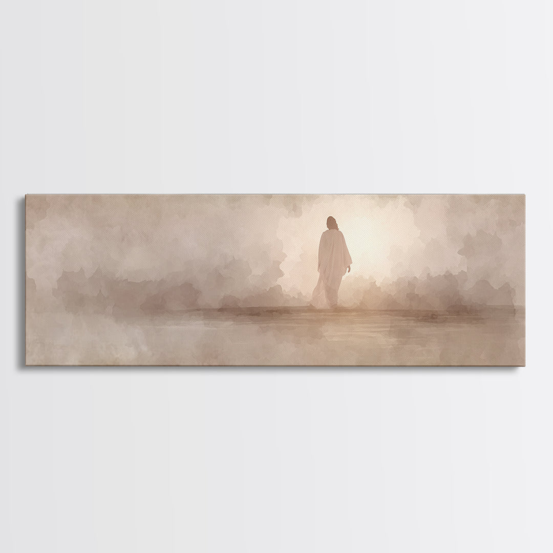 Still Waters Grace | Framed Canvas Print | Christian Paintings | Jesus Canvas Art | Panoramic Painting | Christian Decor | Christmas Art