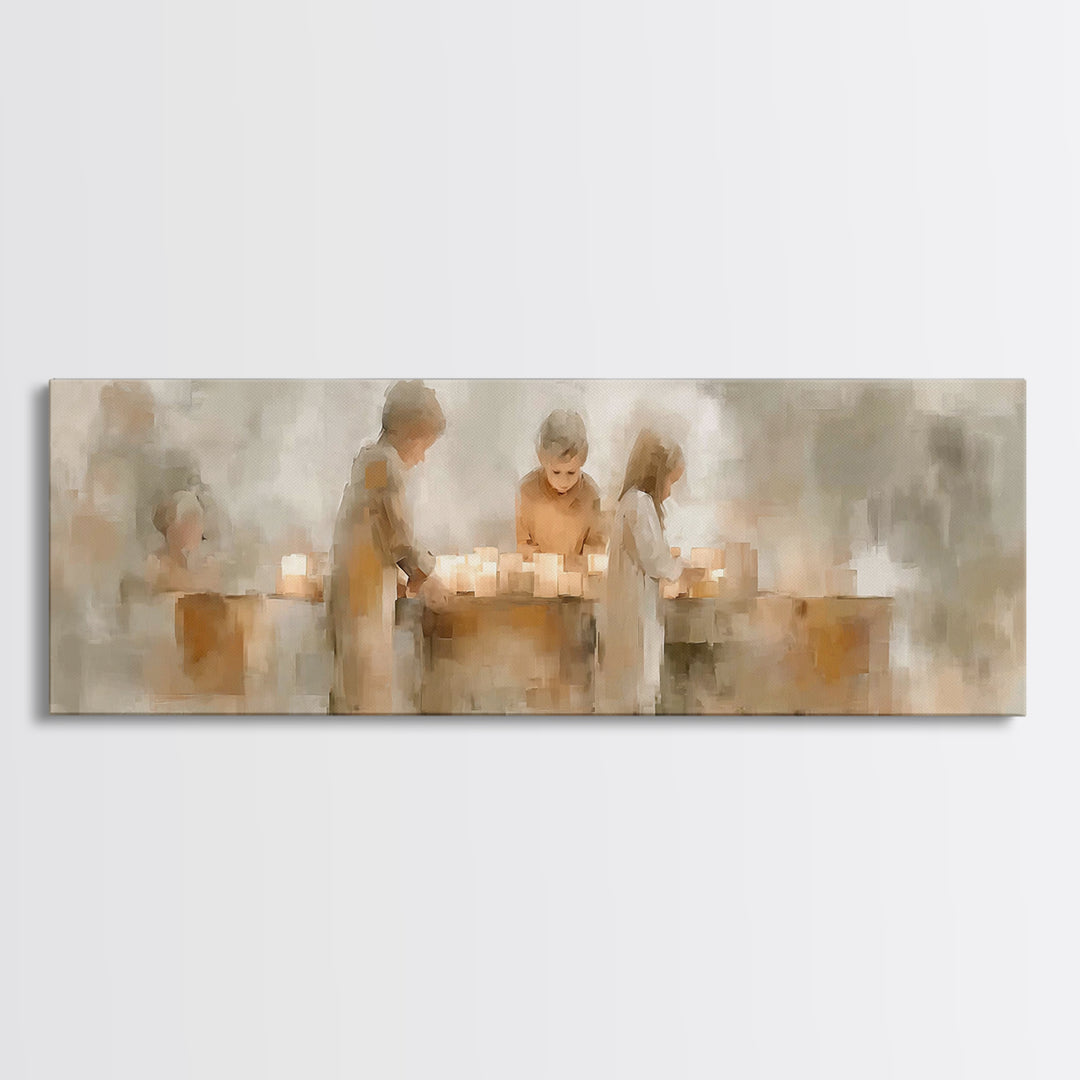 Children Of Light, Framed Canvas Print, Christian Wall Art, Christian Art Canvas, Panoramic Art, Christmas Art Work, Christian Gift