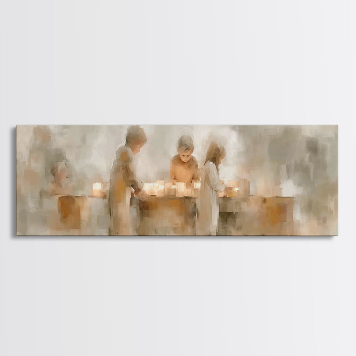 Children Of Light, Framed Canvas Print, Christian Wall Art, Christian Art Canvas, Panoramic Art, Christmas Art Work, Christian Gift