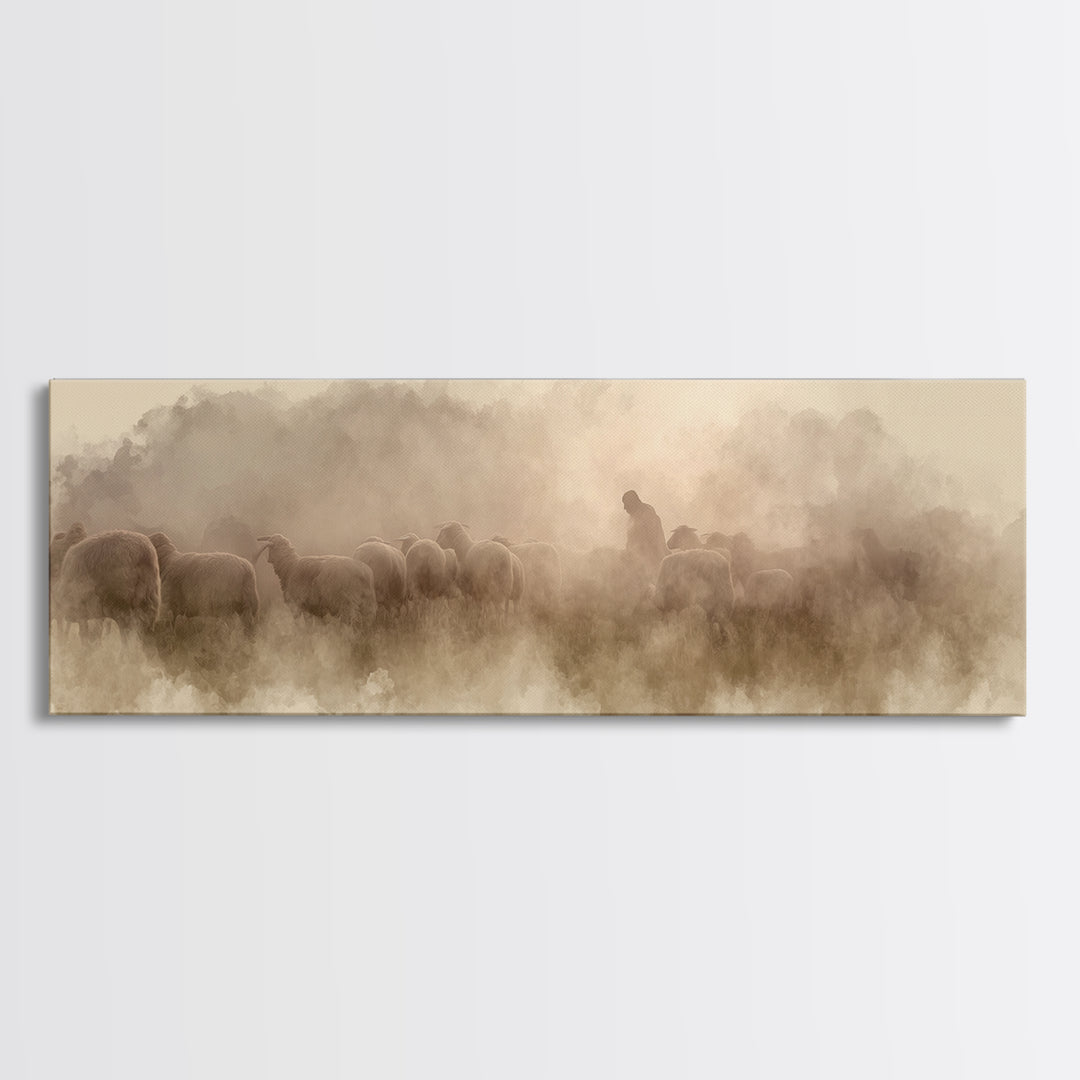 Mist Of Bethlehem, Framed Canvas Print, Christian Art Canvas, Christian Painting, Panoramic Wall Art, Modern Christian Art, Christmas Art