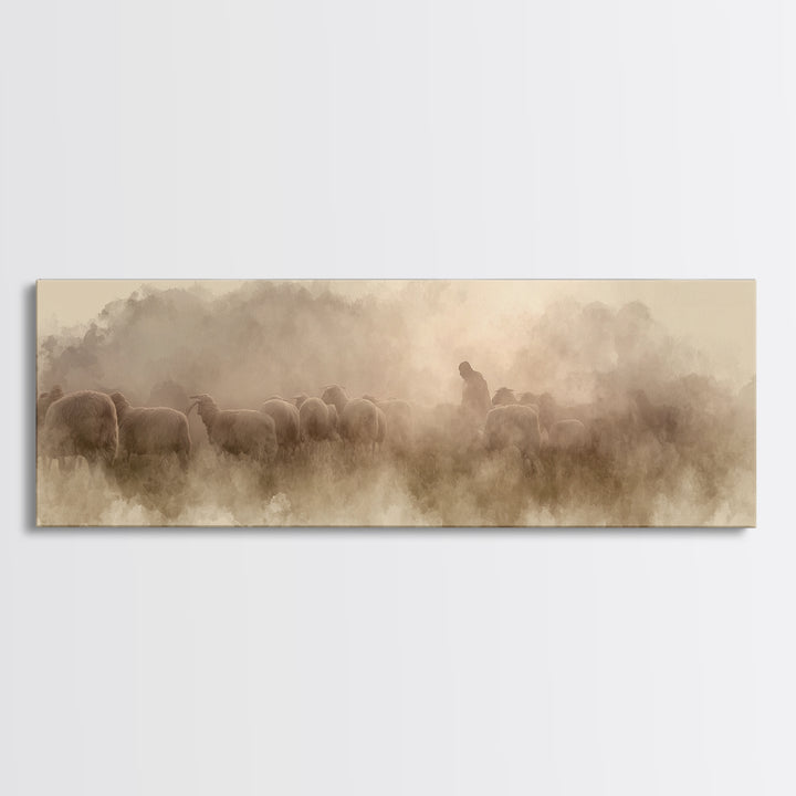 Mist Of Bethlehem, Framed Canvas Print, Christian Art Canvas, Christian Painting, Panoramic Wall Art, Modern Christian Art, Christmas Art