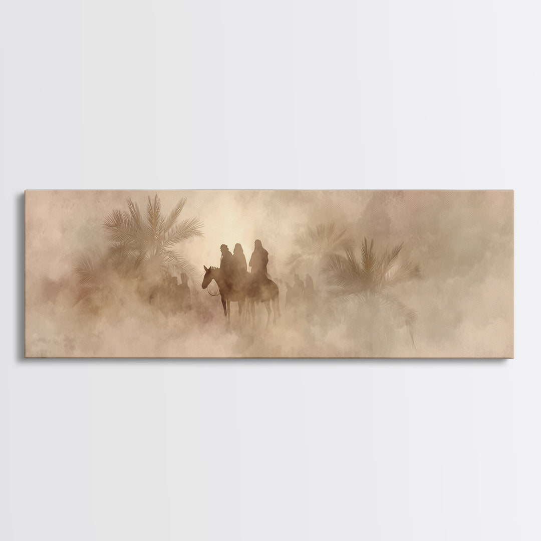 Palm Road Procession – Framed Canvas Print – Christian Art Print – Jesus Painting – Panoramic Print – Christian Christmas Art – Christian W