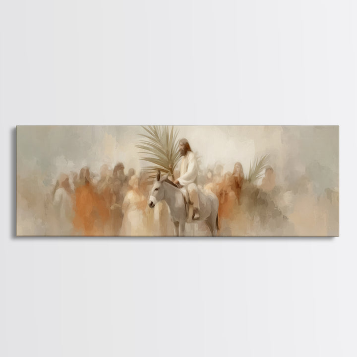 Humble Arrival – Framed Canvas Print – Christian Art Canvas – Panoramic Frame – Jesus Painting – Christian Wall Art – Christian Gift