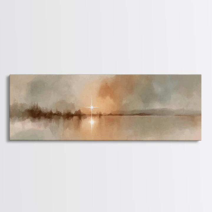 Evening Star Reflection | Framed Canvas Print | Panoramic Frame | Christian Wall Art | Christian Art Canvas | Christmas Art | Moody Christm