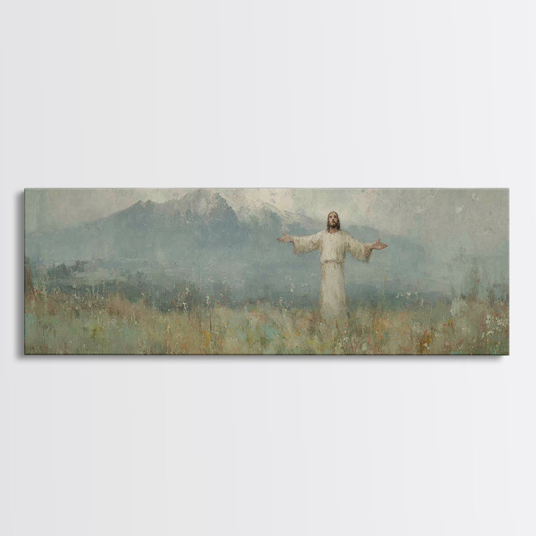 Valley Of Sacred Peace – Framed Canvas Print – Panoramic Painting – Christian Art Canvas – Christian Art – Jesus Painting