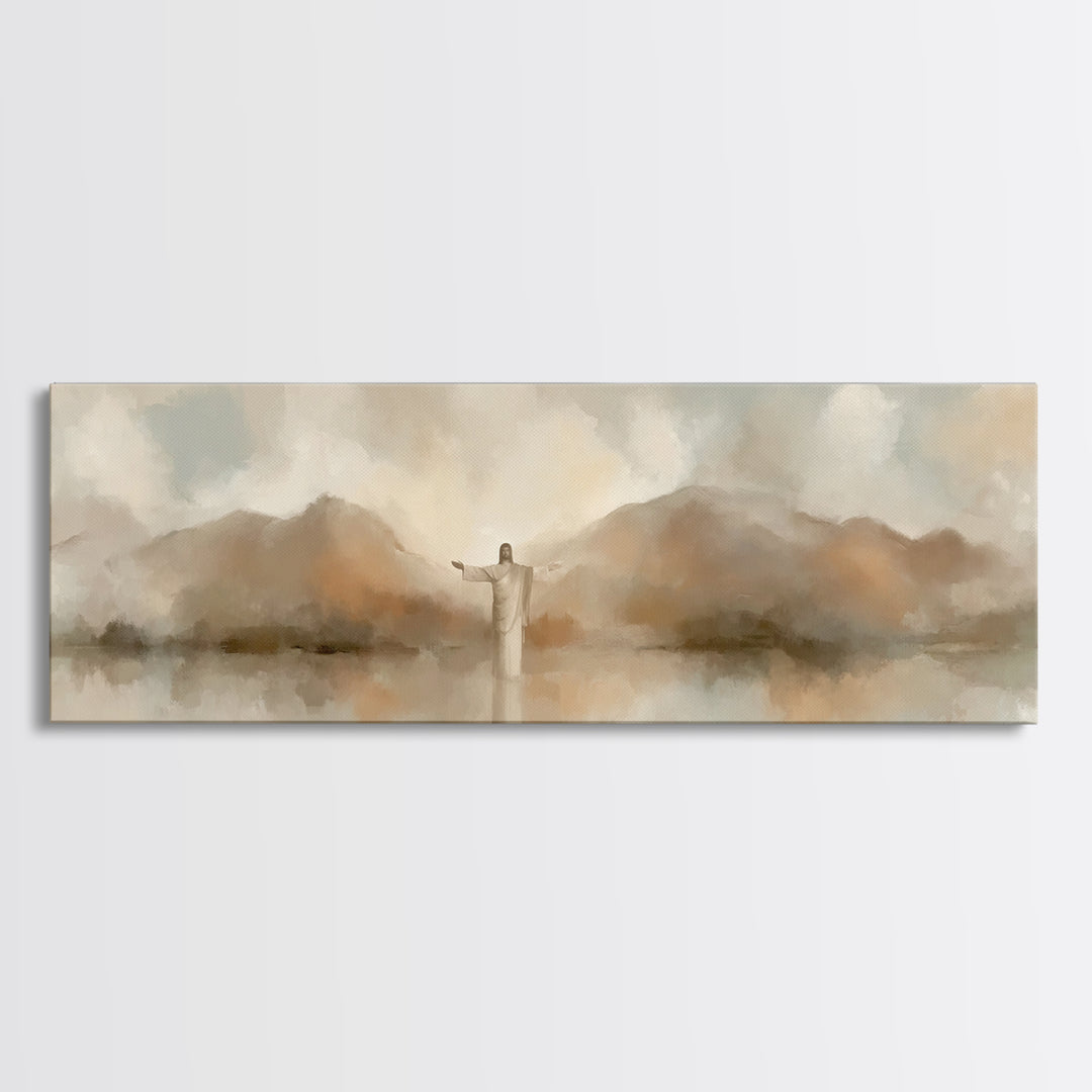Still Waters Blessing, Framed Canvas Print, Panoramic Art, Christian Wall Art, Christian Art, Jesus Painting
