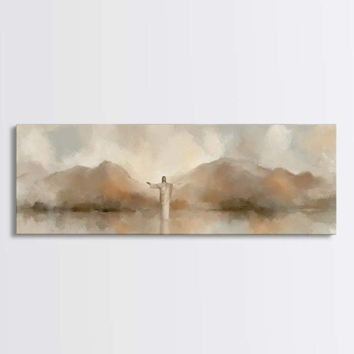 Still Waters Blessing, Framed Canvas Print, Panoramic Art, Christian Wall Art, Christian Art, Jesus Painting