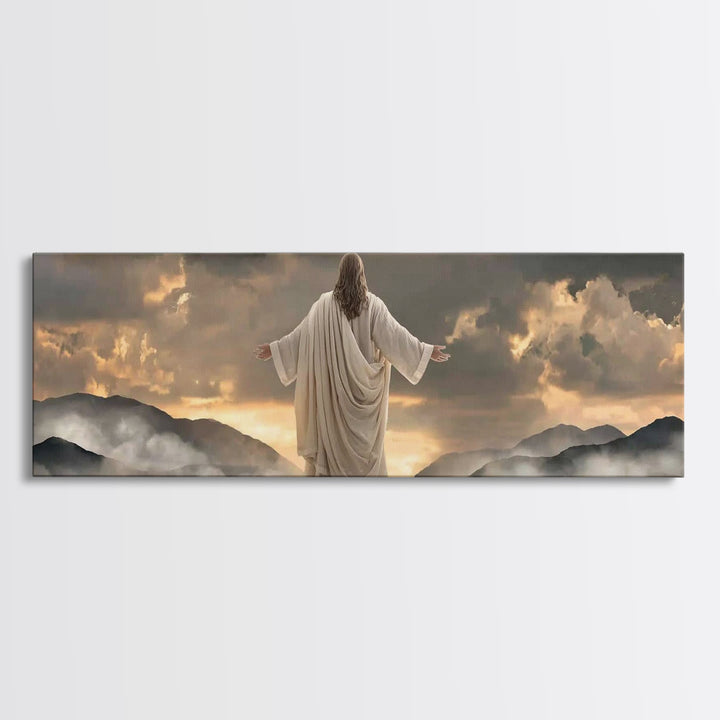Pasture Of Gentle Hope | Framed Canvas Print | Panoramic Wall Art | Christian Art | Jesus Painting | Christian Art Canvas