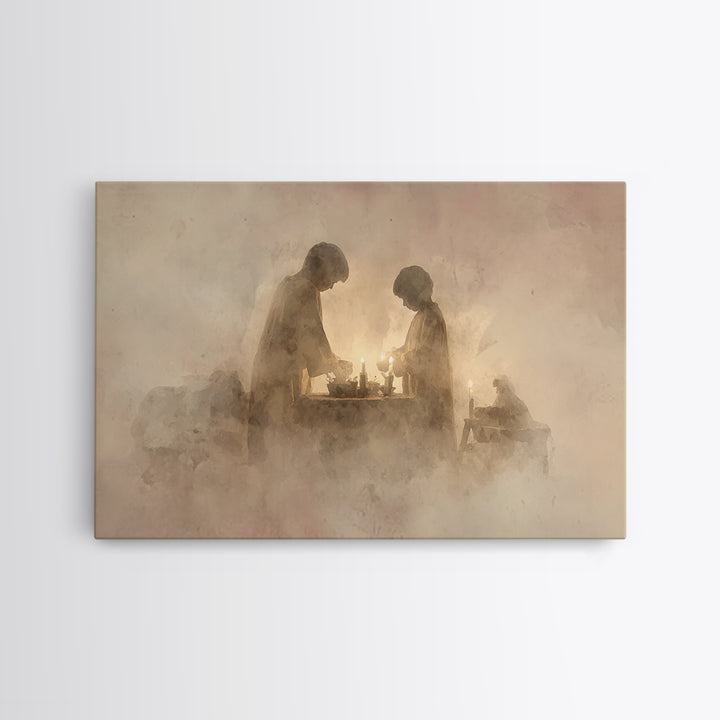 Holy Candle Prayer – Framed Canvas Print – Christian Art Canvas – Christian Wall Art – Christmas Art – Christian Christmas Art – Christian