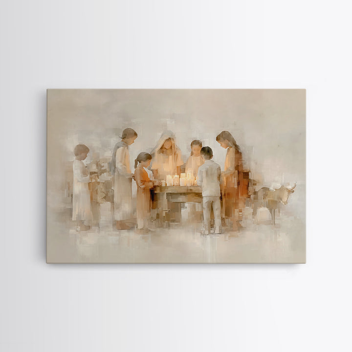 Gathered In Grace – Framed Canvas Print – Christmas Art – Christian Art Canvas – Christian Wall Art – Christian Christmas Art – Christian G
