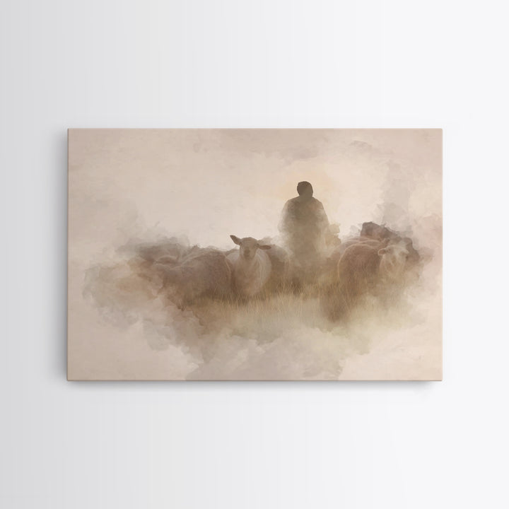 Shepherd’s Watch – Framed Canvas Print – Christian Art Canvas – Christian Wall Art – Christian Art – Christian Christmas Art – Christian Gi